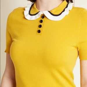 New! ModCloth Short-Sleeved Sweater in Yellow - M